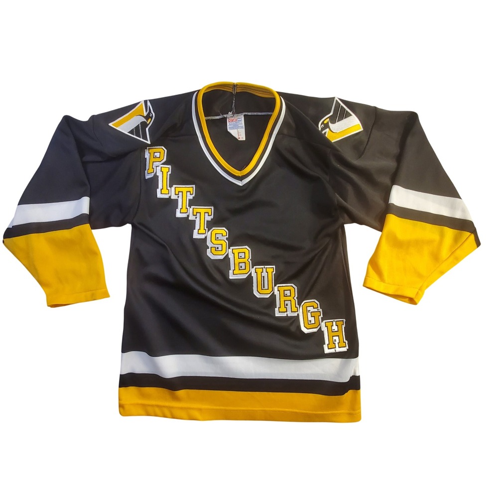 90s Pittsburgh Penguins Hockey Jersey Vintage CCM Mens S Spellout Black Script